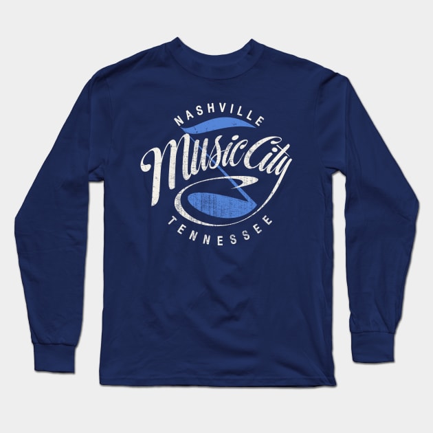Nashville Music City USA Vintage Long Sleeve T-Shirt by Designkix